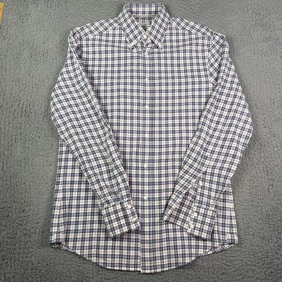 Brunello Cucinelli Slim Fit Button Shirt Mens M Red Blue Plaid Italy Dress - Picture 2 of 13